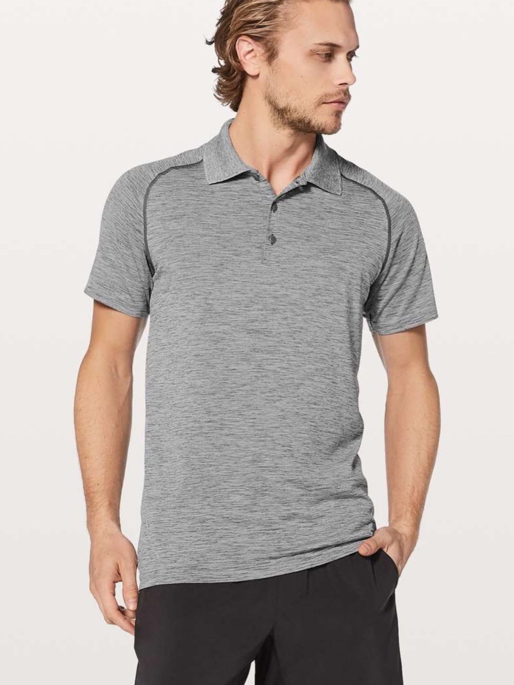 Lululemon Metal Vent Tech Polo Shirt Men’s Sz L Heathered Gray Short Sleeve*N16